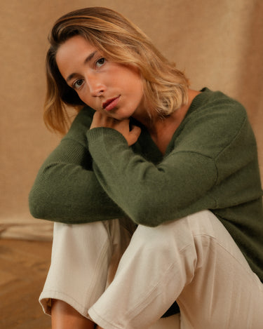 PULL ALDEMAR VERT OLIVE #couleur_vert olive