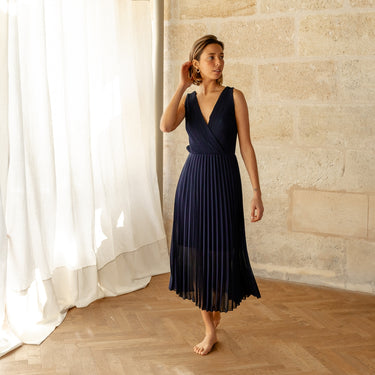 ROBE LAURENE BLEU MARINE #couleur_bleu-marine