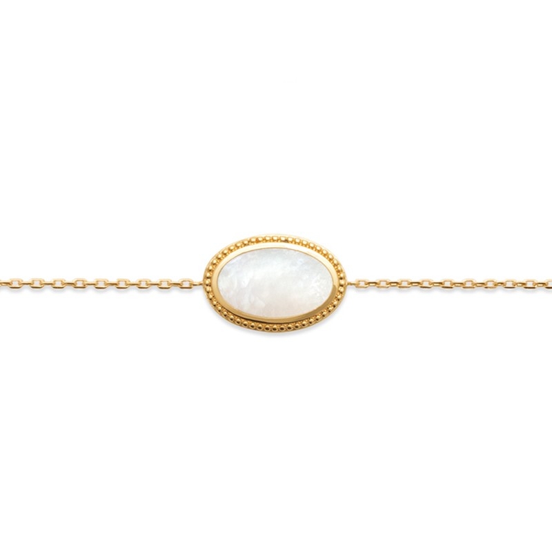 Silver 925 white mother of pearl rose chain bracelet