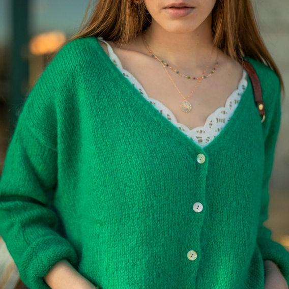 gilet maille vert