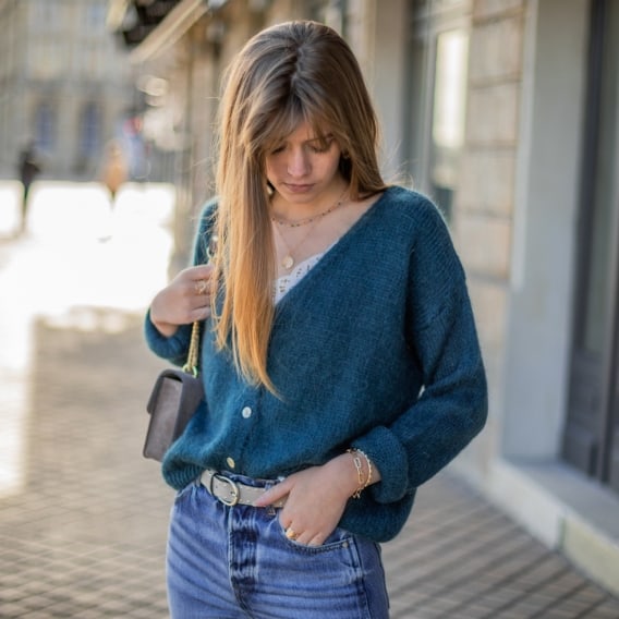 Gilet femme online bleu canard