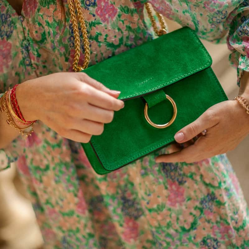 Sac cuir top vert sapin