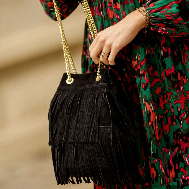 Sac best sale frange cuir