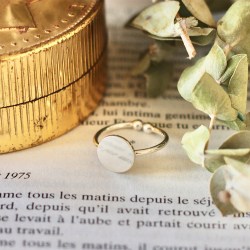 Bague avec sales pastille argent