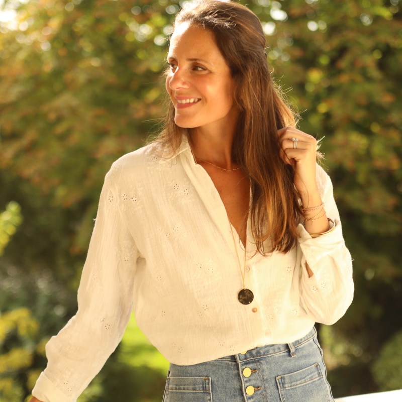 Chemisier 100 gaz coton blanc Perrine Antoinette