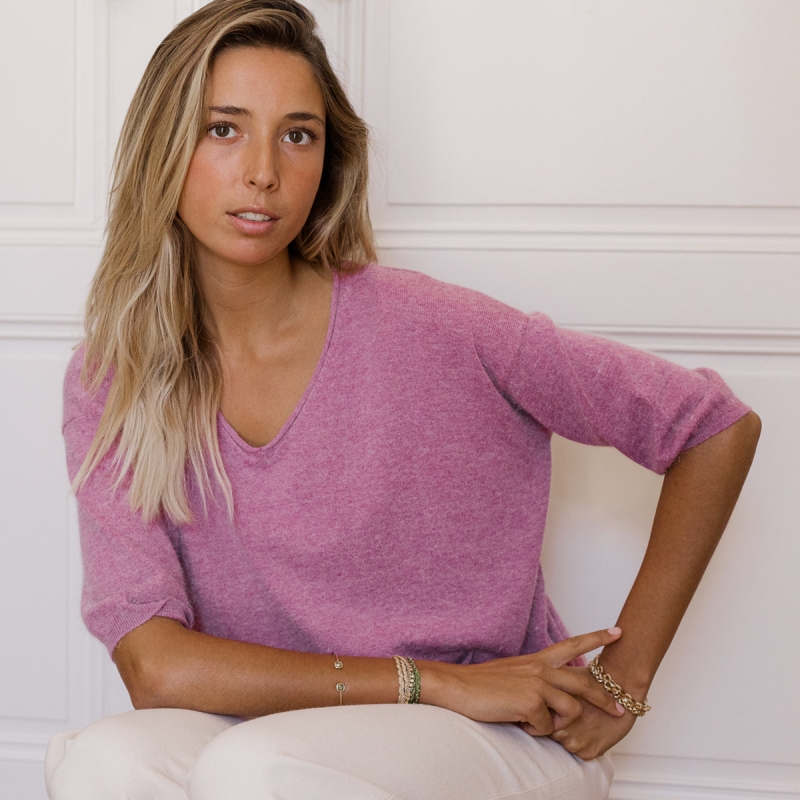Pull mauve col V Perrine Antoinette