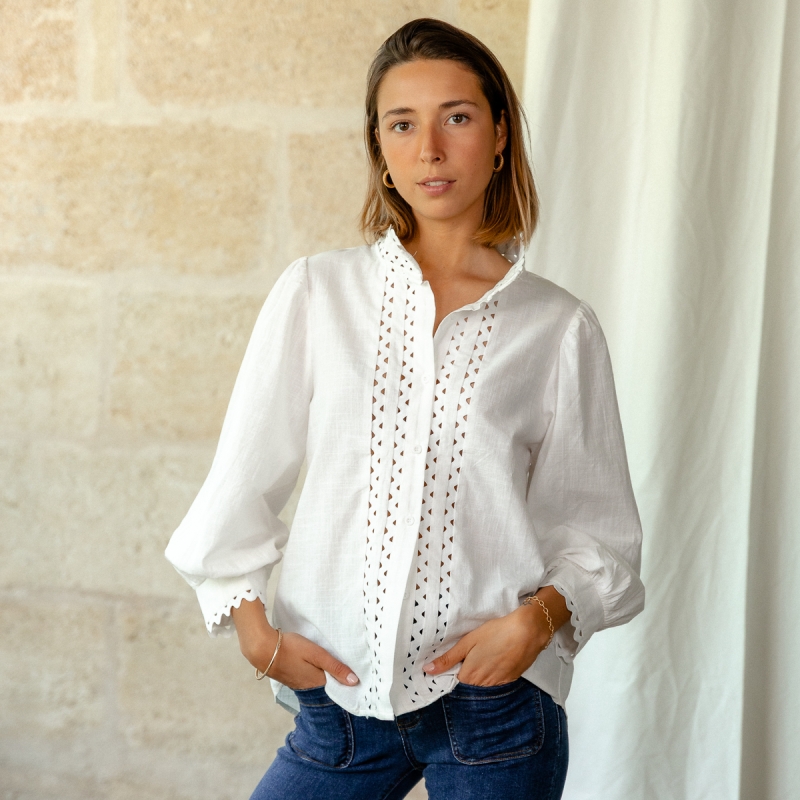 Chemisier Cotton Fentes Blanc P833561 201
