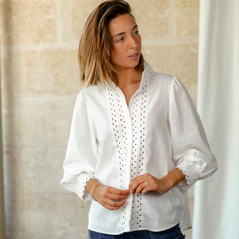 Chemisier Cotton Fentes Blanc P833561 201 main image 0